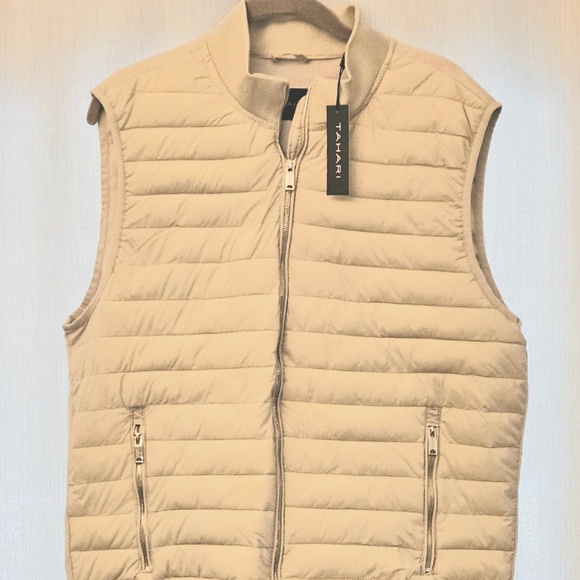 NWT Tahari Unisex Puffer Vest Cement Color Size Large - Picture 1 of 4